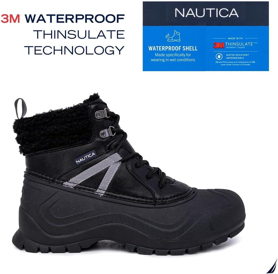 imageNautica Mens Duck Boots Waterproof Shell Insulated Snow and Rain Boot LaceUp Winter Shoe Channing Extended Sizes 716Blacktoyon Mid