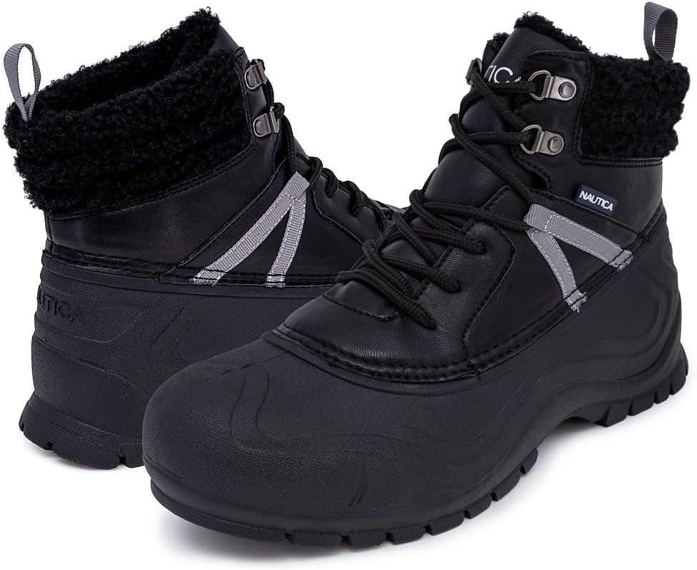 imageNautica Mens Duck Boots Waterproof Shell Insulated Snow and Rain Boot LaceUp Winter Shoe Channing Extended Sizes 716Blacktoyon Mid