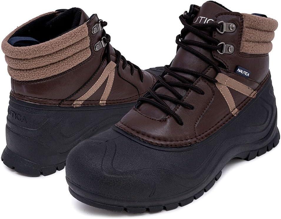 imageNautica Mens Duck Boots Waterproof Shell Insulated Snow and Rain Boot LaceUp Winter Shoe Channing Extended Sizes 716Chocolatetoyon Mid
