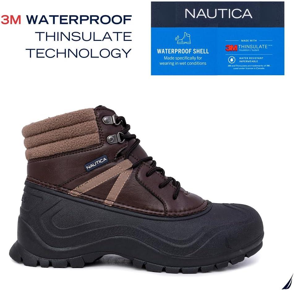 imageNautica Mens Duck Boots Waterproof Shell Insulated Snow and Rain Boot LaceUp Winter Shoe Channing Extended Sizes 716Chocolatetoyon Mid