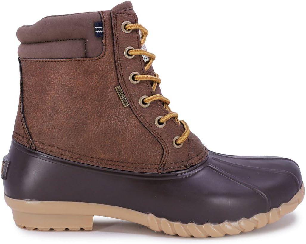 imageNautica Mens Duck Boots Waterproof Shell Insulated Snow and Rain Boot LaceUp Winter Shoe Channing Extended Sizes 716Tan Pebbled