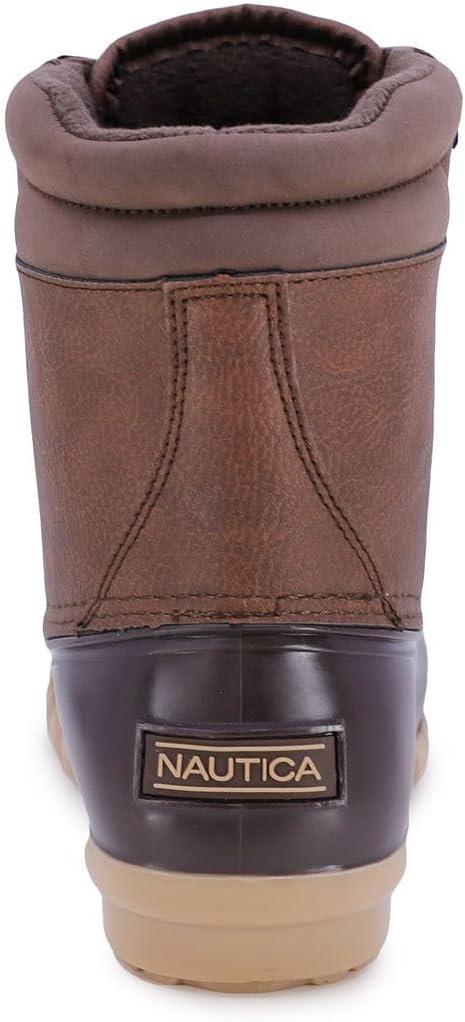 imageNautica Mens Duck Boots Waterproof Shell Insulated Snow and Rain Boot LaceUp Winter Shoe Channing Extended Sizes 716Tan Pebbled
