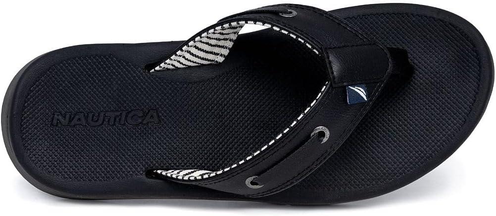 imageNautica Mens Flip Flop Beach Sandal Boat Slide Water SlippersBlackcasted