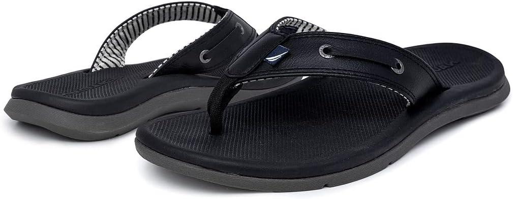 imageNautica Mens Flip Flop Beach Sandal Boat Slide Water SlippersBlackcasted