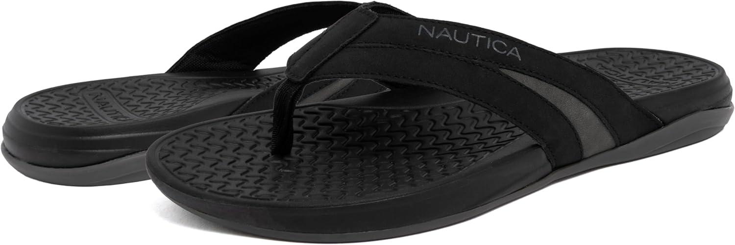 imageNautica Mens Flip Flop Beach Sandal Boat Slide Water SlippersBlackdanix
