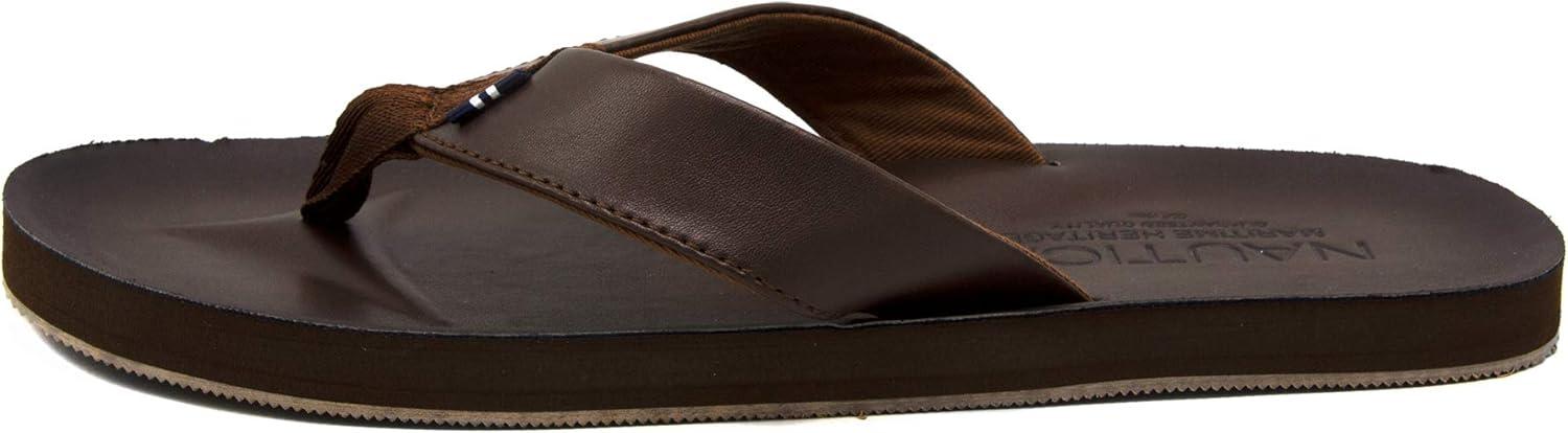imageNautica Mens Flip Flop Beach Sandal Boat Slide Water SlippersBrownadain