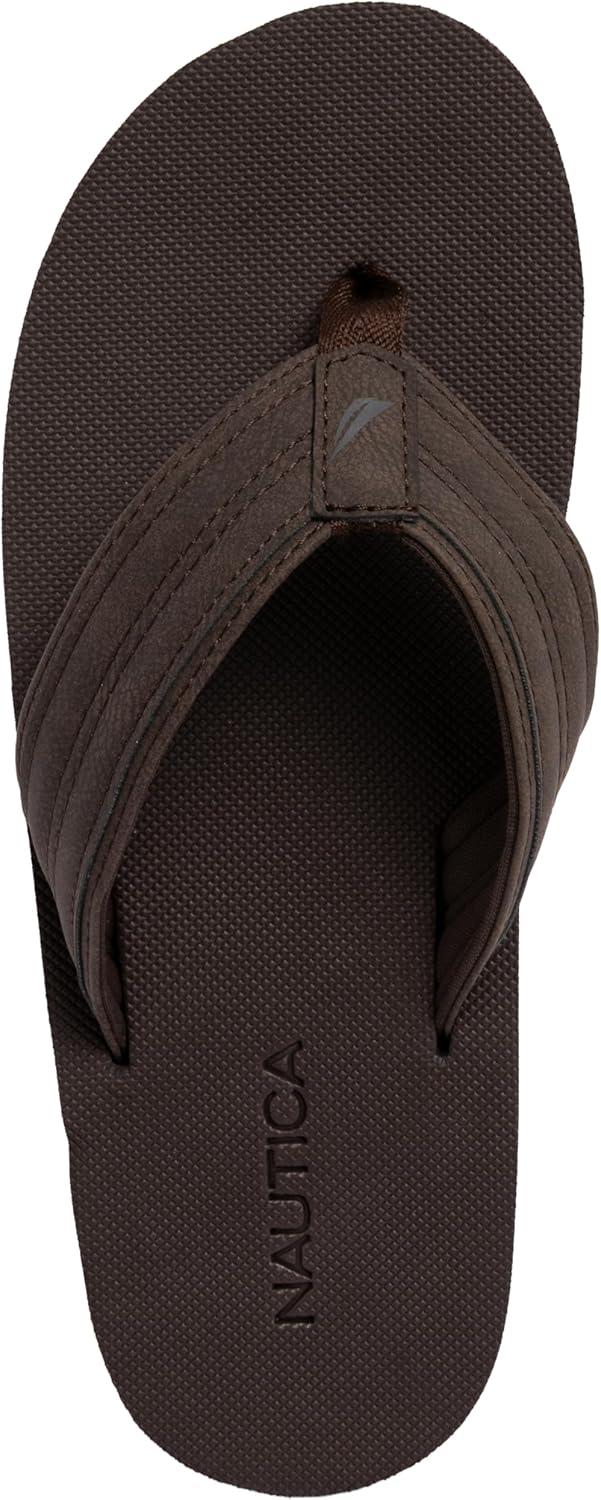 imageNautica Mens Flip Flop Beach Sandal Boat Slide Water SlippersBrownthon
