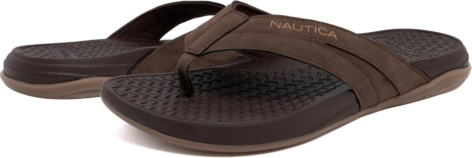 imageNautica Mens Flip Flop Beach Sandal Boat Slide Water SlippersChocolatedanix