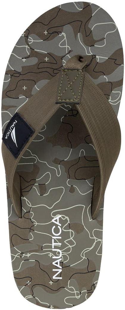 imageNautica Mens Flip Flop Beach Sandal Boat Slide Water SlippersOlive Camotrace
