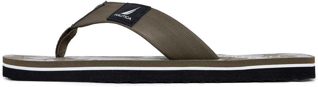 imageNautica Mens Flip Flop Beach Sandal Boat Slide Water SlippersOlive Camotrace