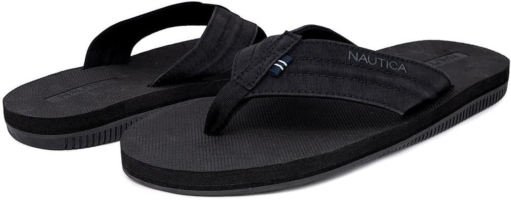 imageNautica Mens Flip Flop Beach Sandal Boat Slide Water SlippersStreak Black