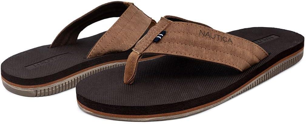 imageNautica Mens Flip Flop Beach Sandal Boat Slide Water SlippersStreak Tan