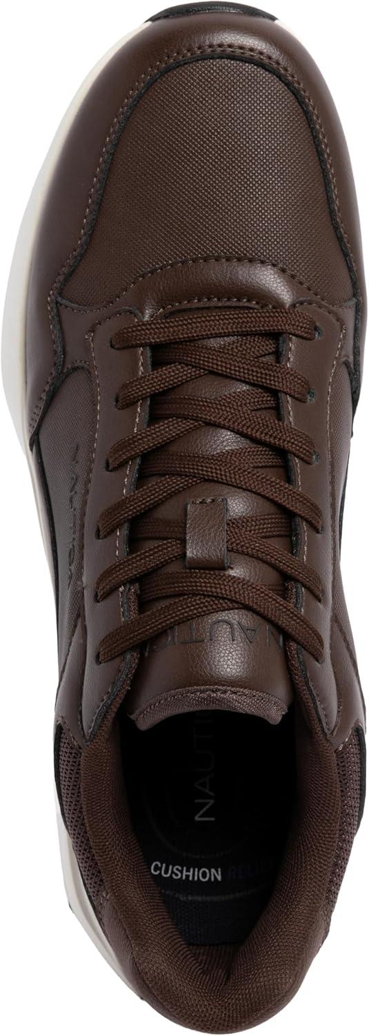 imageNautica Mens LaceUp Sneakers Casual Stylish and Comfortable for WalkingBrown