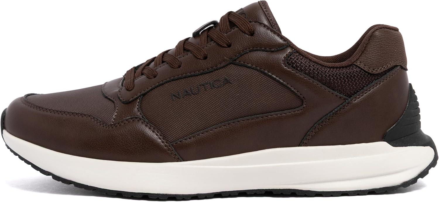 imageNautica Mens LaceUp Sneakers Casual Stylish and Comfortable for WalkingBrown