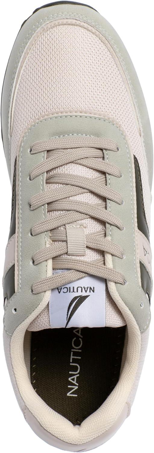 imageNautica Mens LaceUp Sneakers Casual Stylish and Comfortable for WalkingGrey Olive