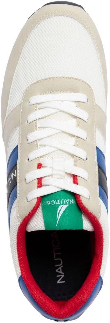 imageNautica Mens LaceUp Sneakers Casual Stylish and Comfortable for WalkingWhite Blue Red