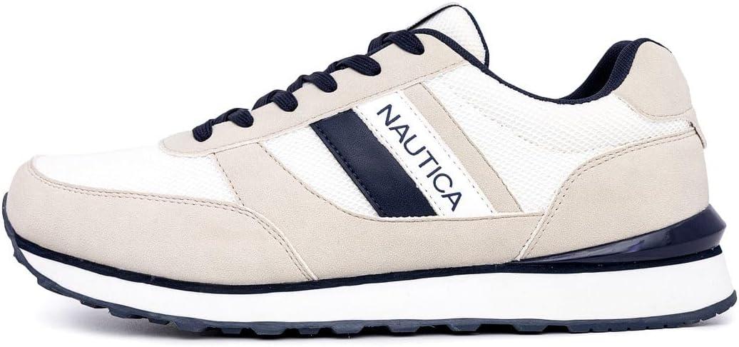 imageNautica Mens LaceUp Sneakers Casual Stylish and Comfortable for WalkingWhite Navy Greyoutfall 3