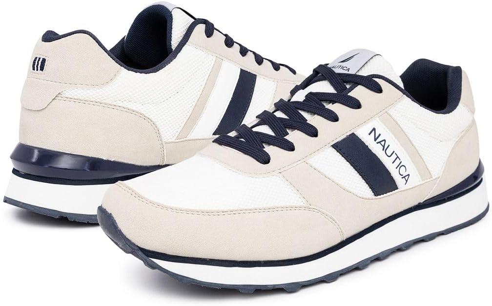 imageNautica Mens LaceUp Sneakers Casual Stylish and Comfortable for WalkingWhite Navy Greyoutfall 3