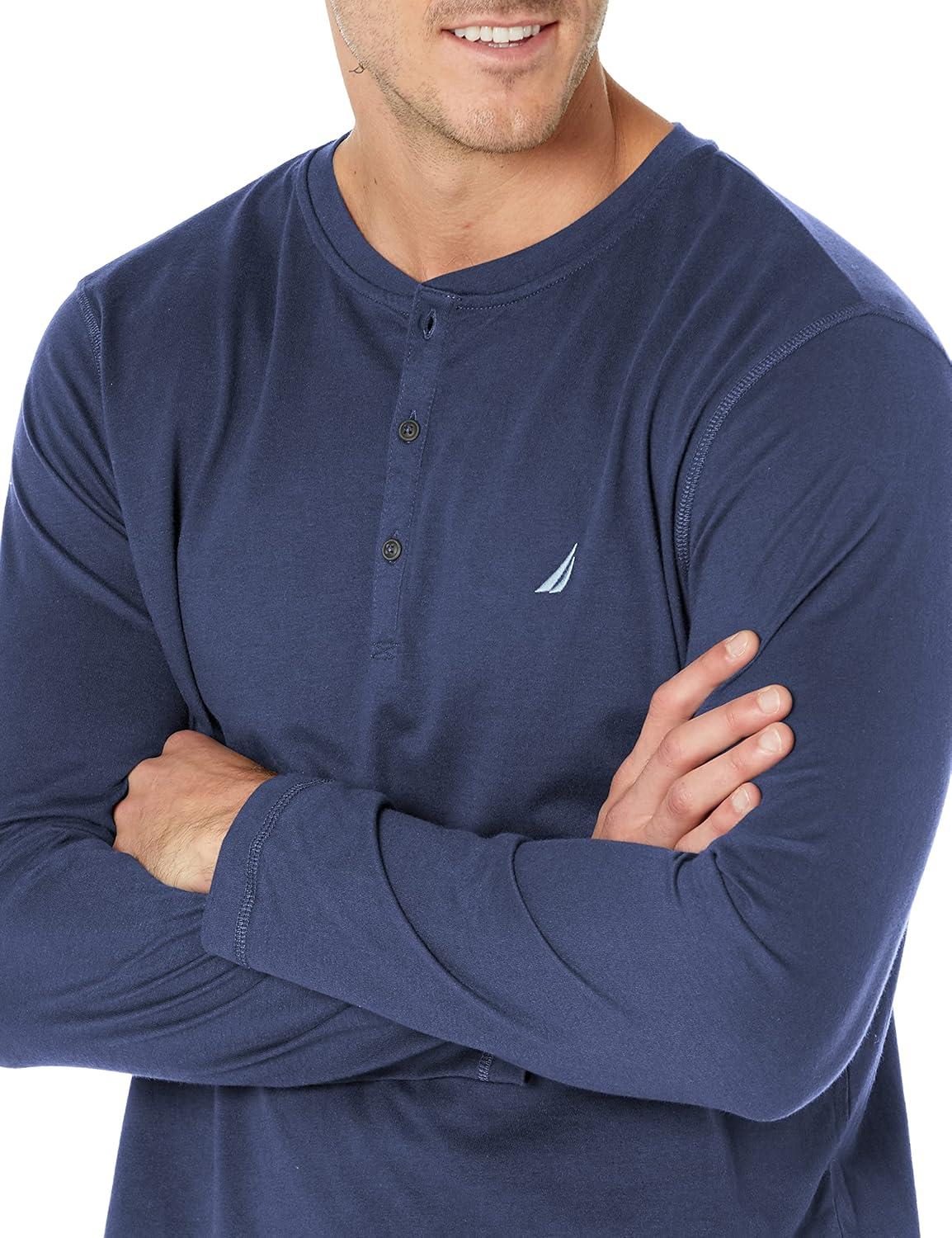 imageNautica Mens Long Sleeve Henley Pajama TopIndigo