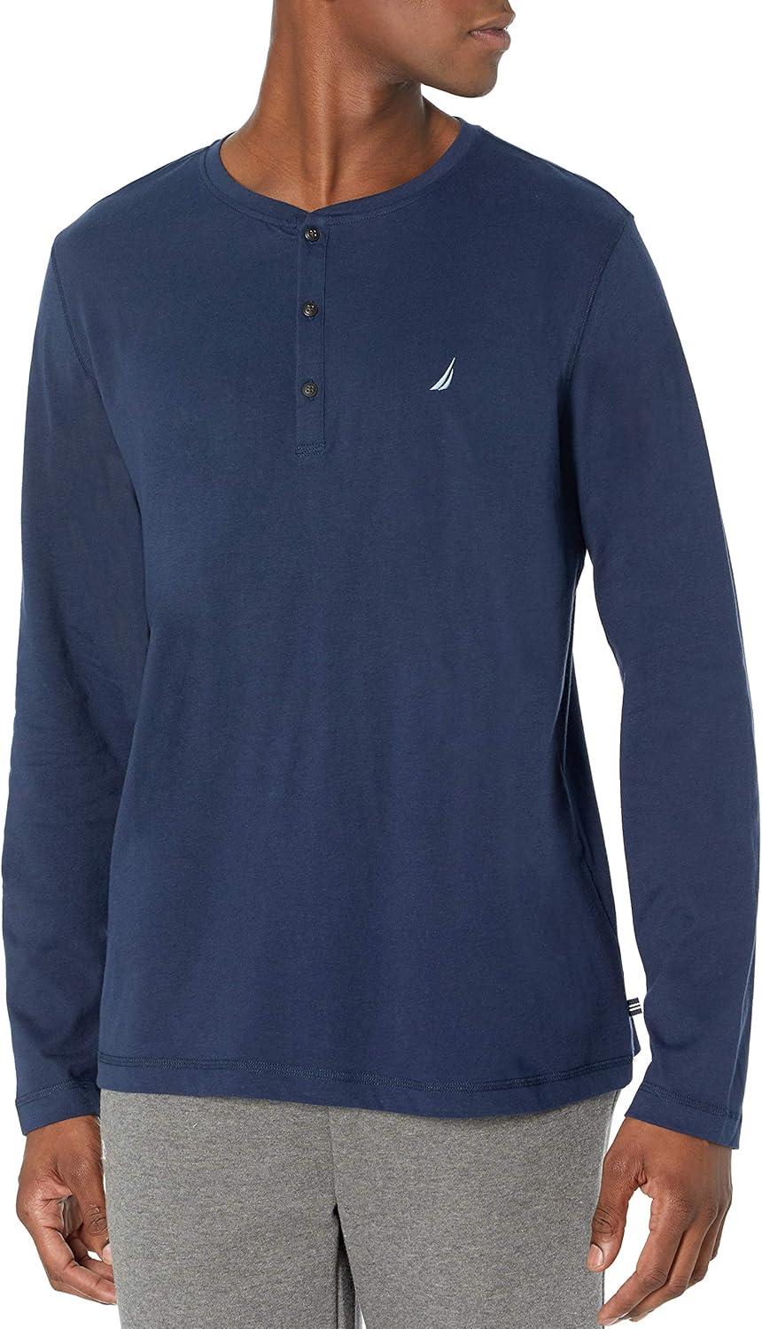 imageNautica Mens Long Sleeve Henley Pajama TopIndigo