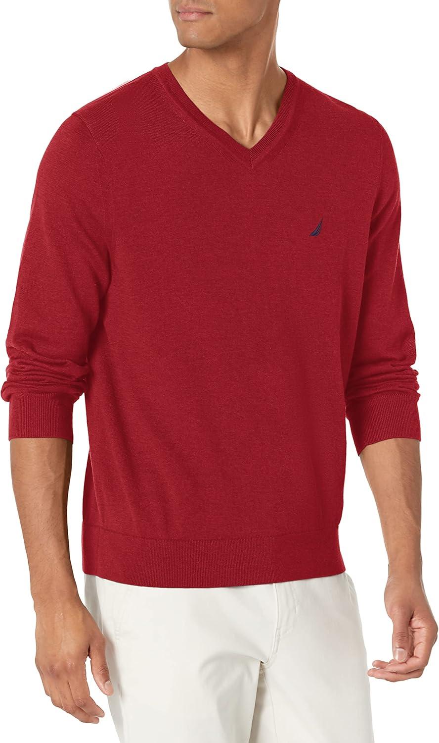 imageNautica Mens Nautica Navtech VNeck SweaterBiking Red