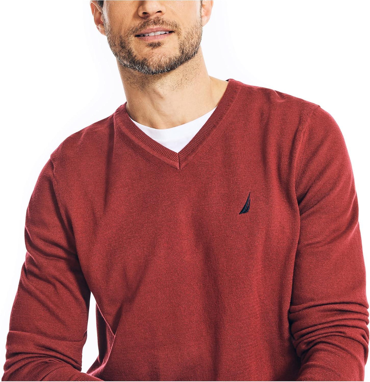 imageNautica Mens Nautica Navtech VNeck SweaterBiking Red