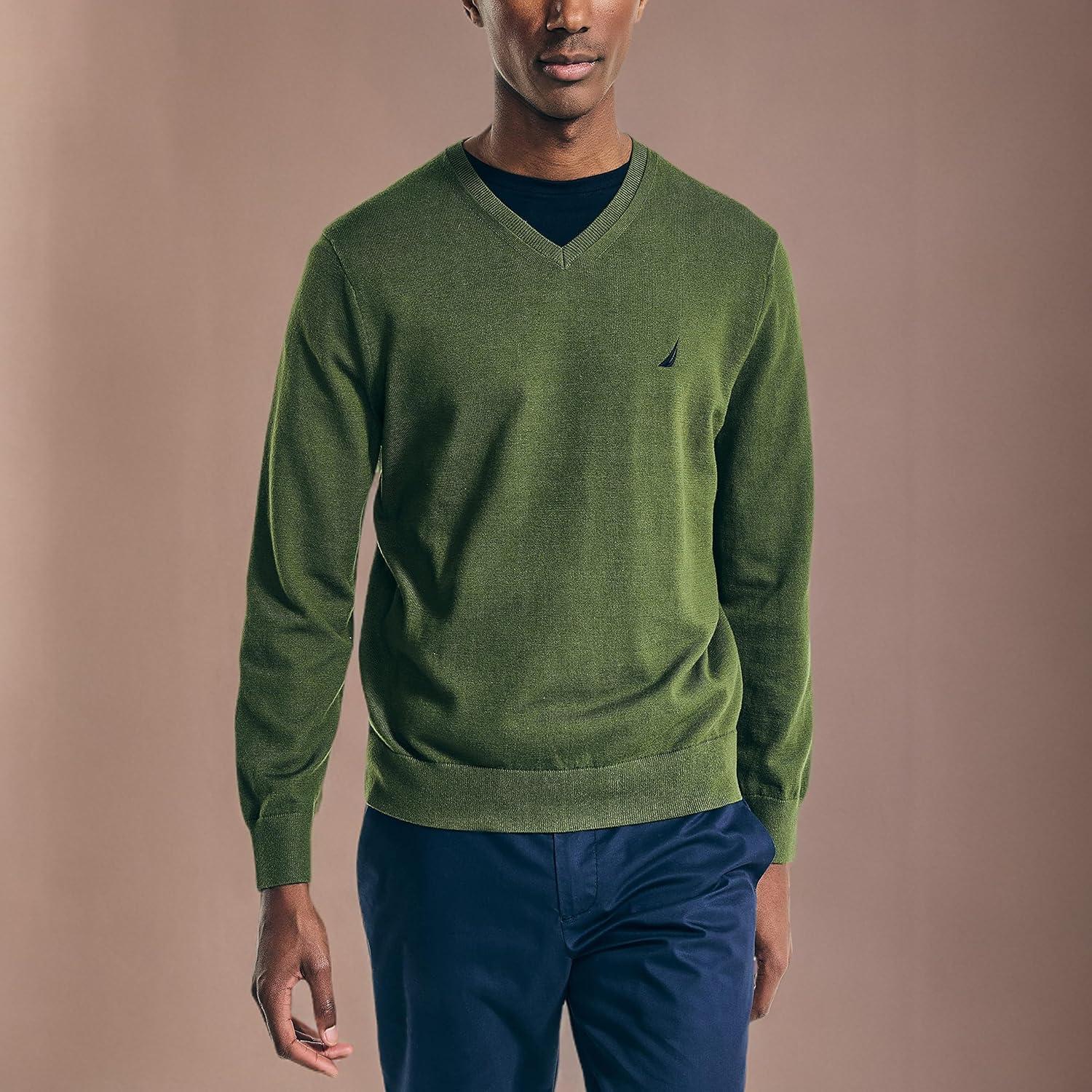 imageNautica Mens Nautica Navtech VNeck SweaterChive