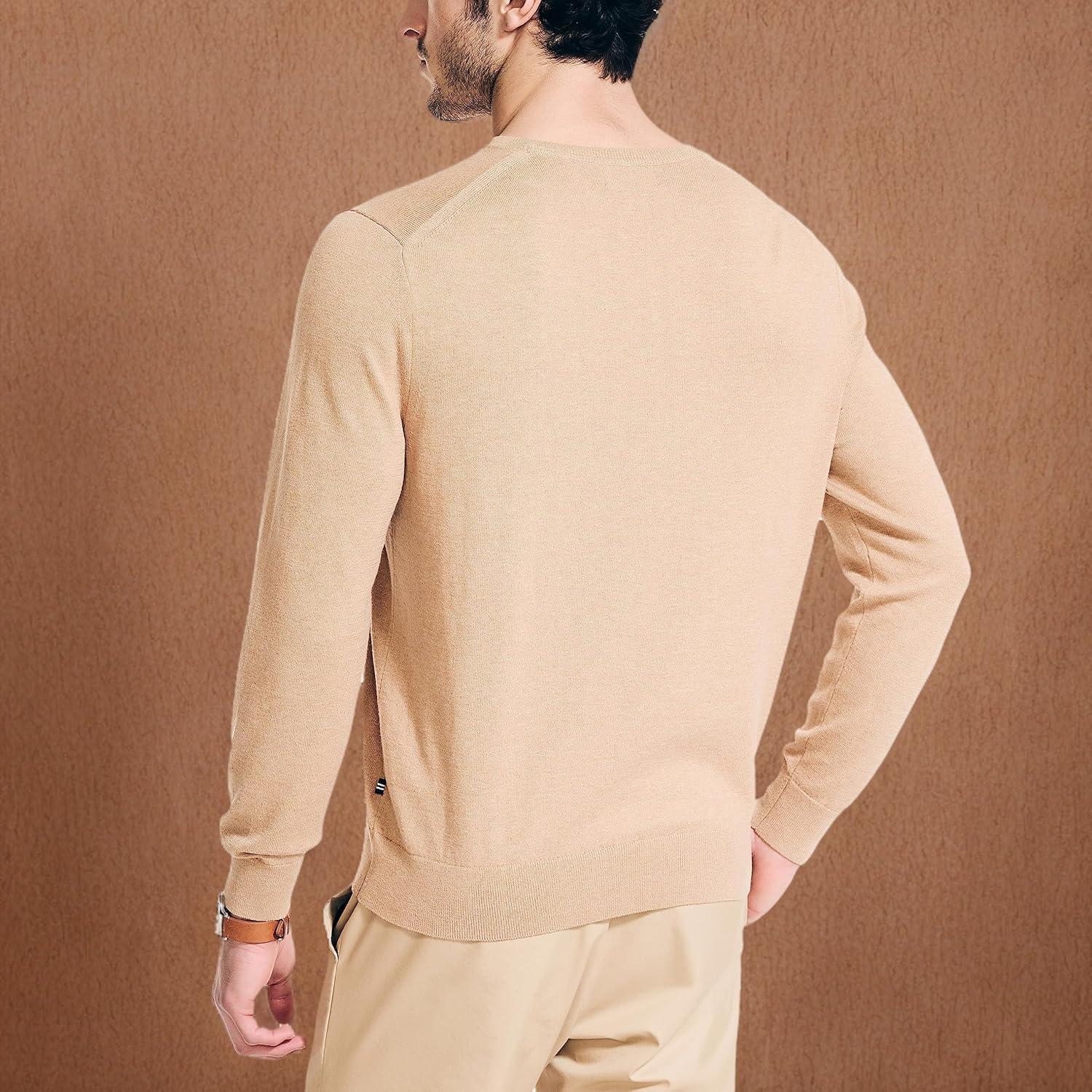 imageNautica Mens Nautica Navtech VNeck SweaterCoastal Camel Heather