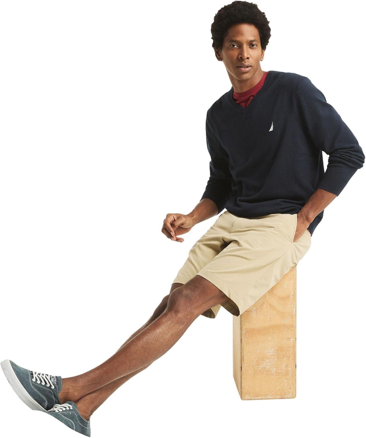 imageNautica Mens Nautica Navtech VNeck SweaterFrench Navy