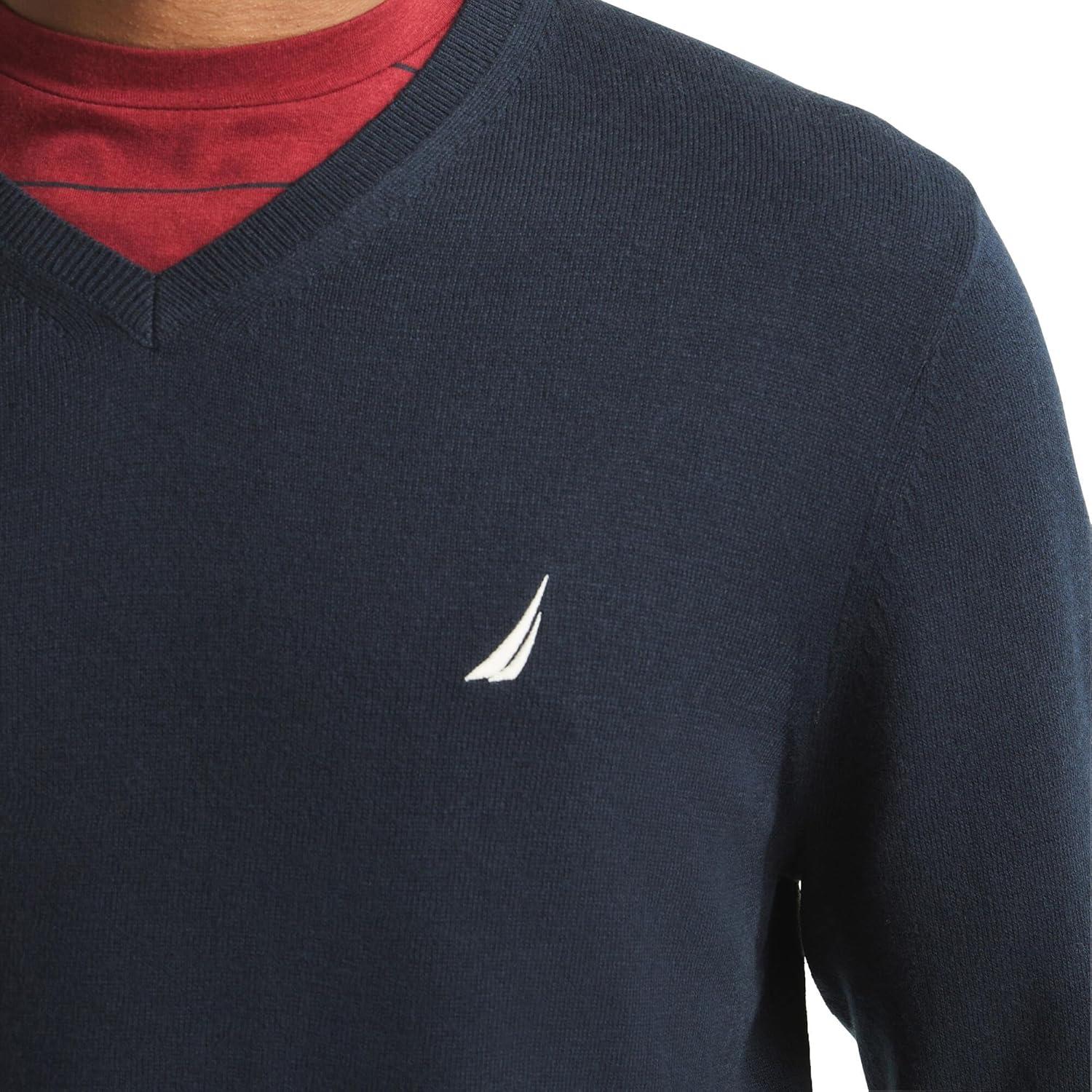 imageNautica Mens Nautica Navtech VNeck SweaterFrench Navy