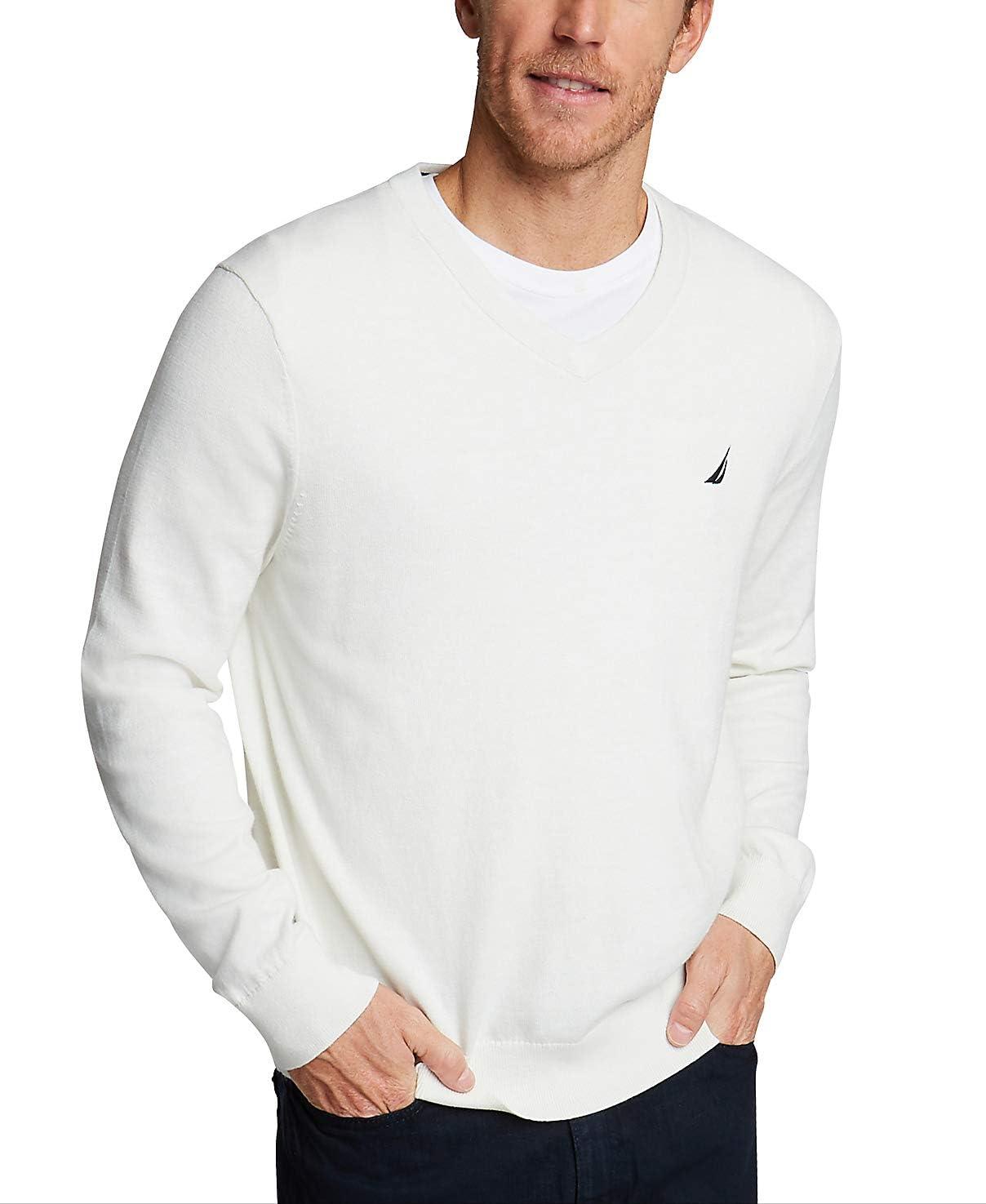imageNautica Mens Nautica Navtech VNeck SweaterMarshmallow