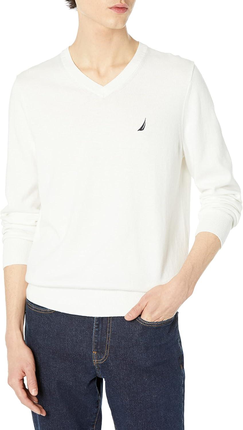 imageNautica Mens Nautica Navtech VNeck SweaterMarshmallow