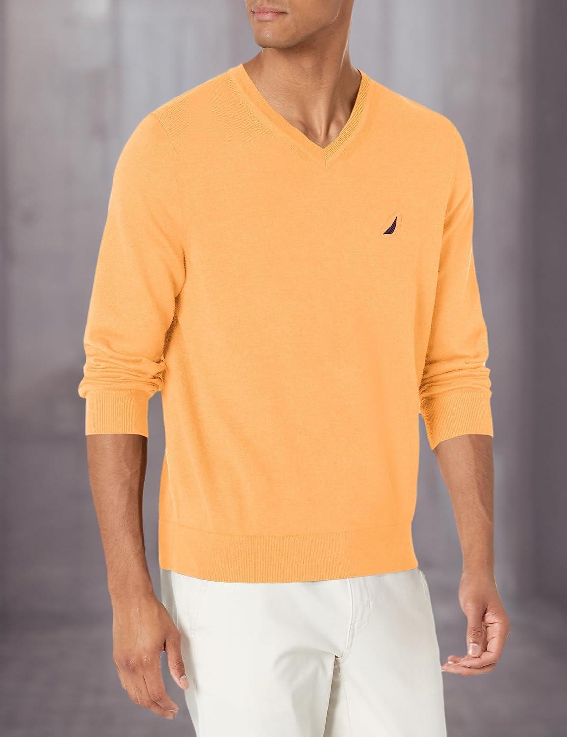 imageNautica Mens Nautica Navtech VNeck SweaterOld Gold Heather