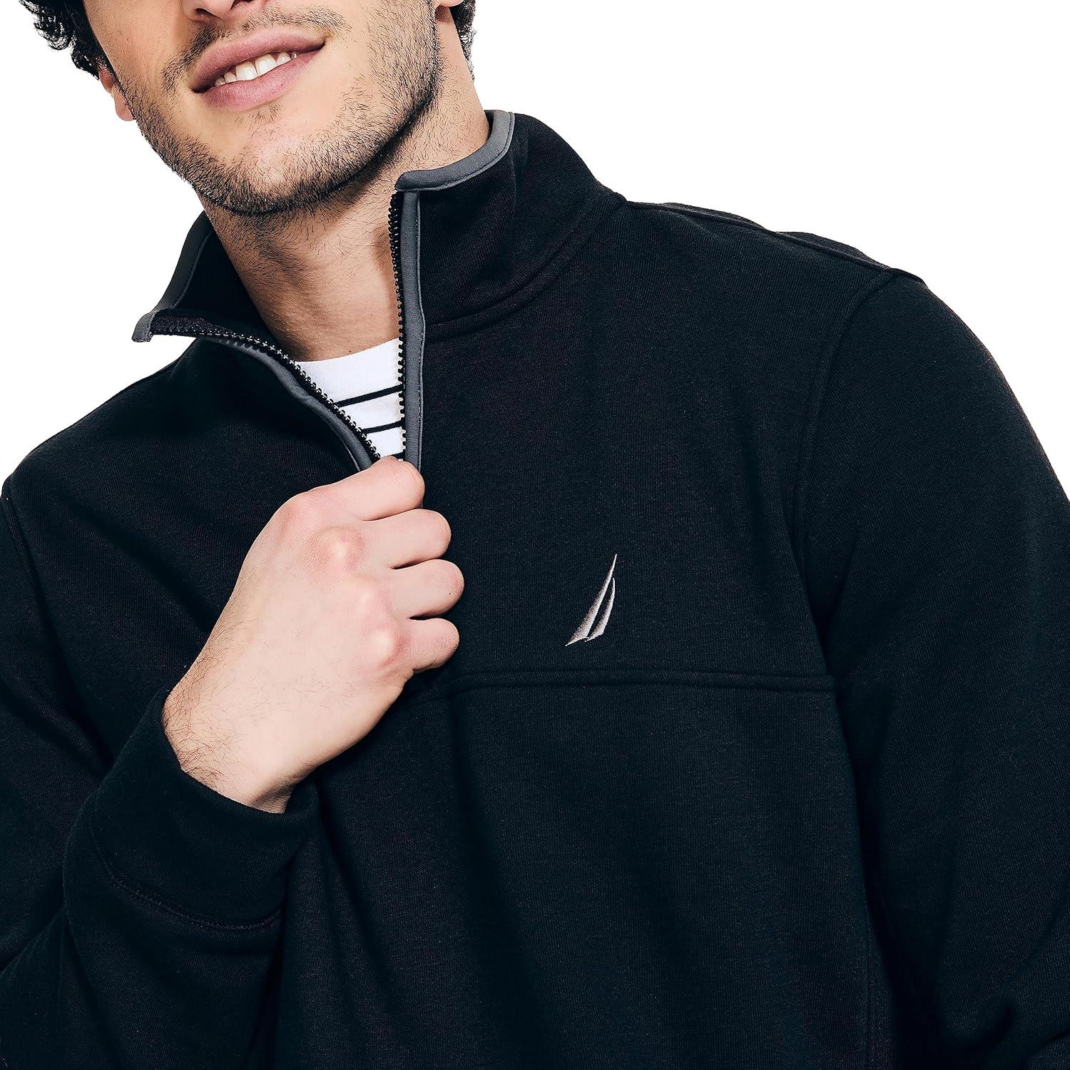 imageNautica Mens Nautica Quarterzip SweatshirtTrue Black
