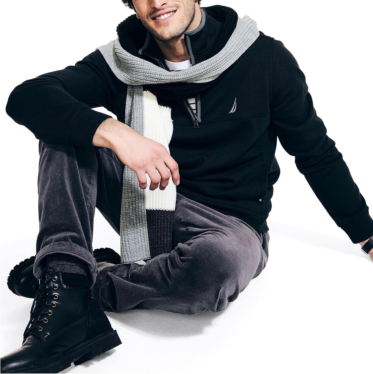 imageNautica Mens Nautica Quarterzip SweatshirtTrue Black