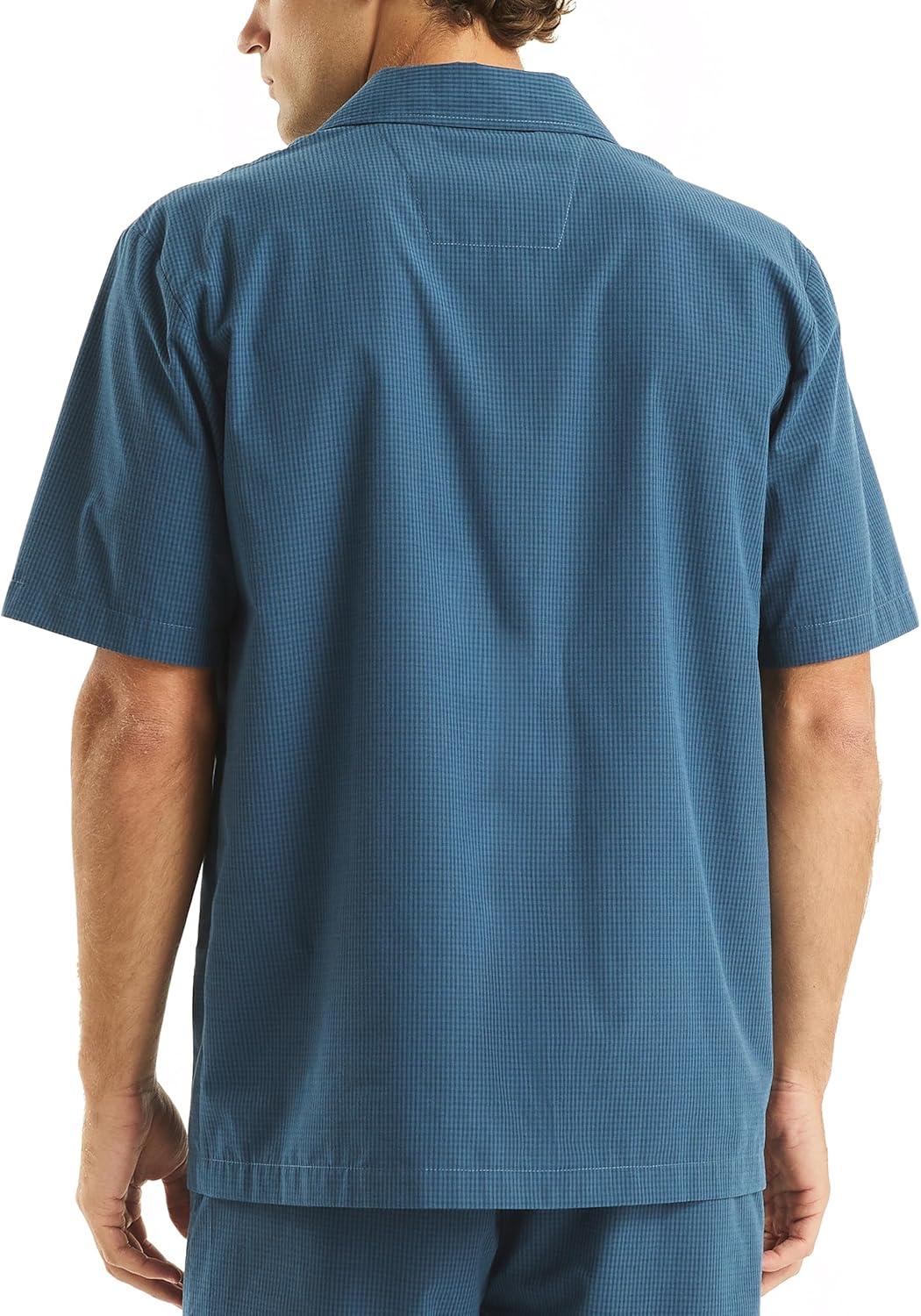 imageNautica Mens Nautica Sustainably Crafted Plaid Camp Sleep ShirtEnsign Blue