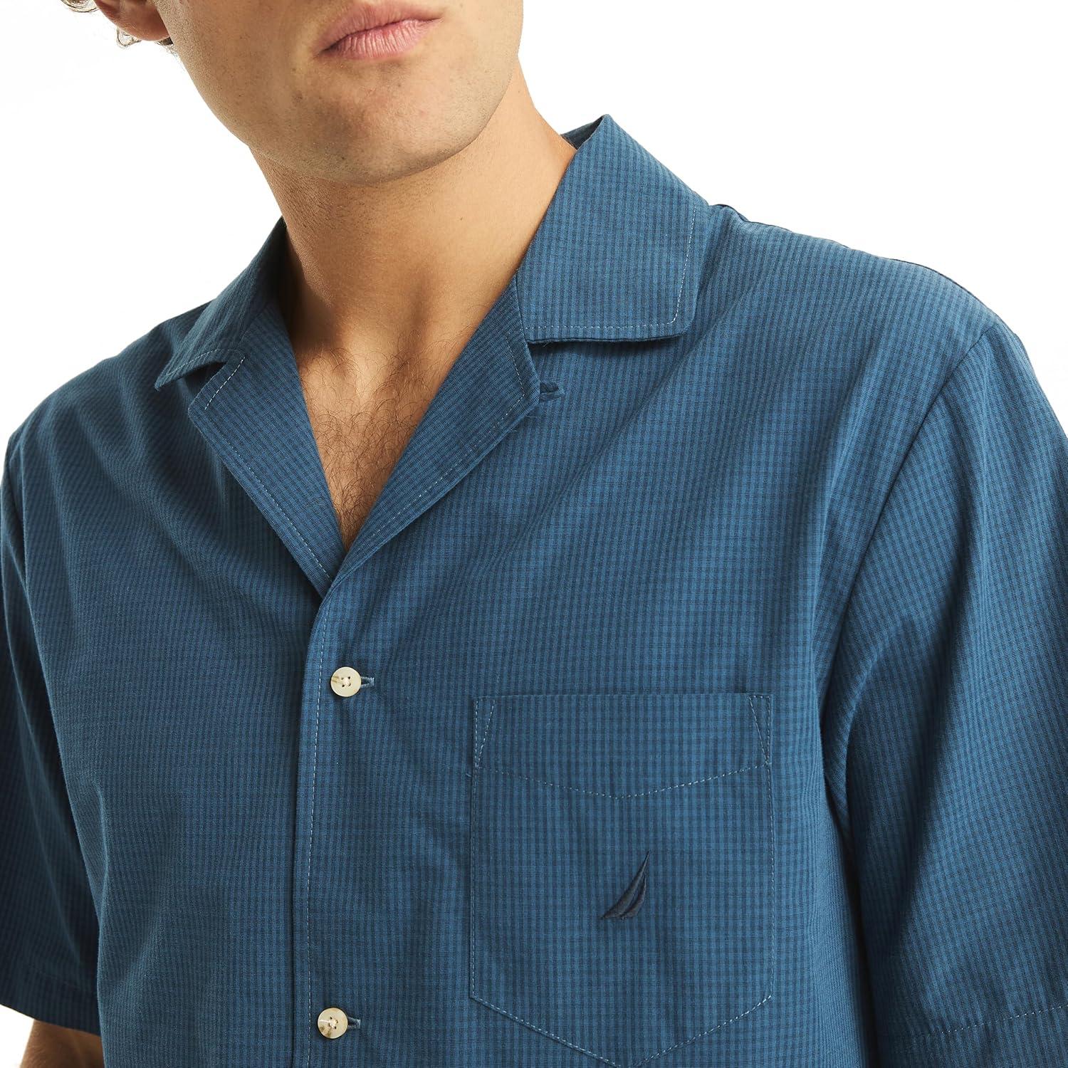 imageNautica Mens Nautica Sustainably Crafted Plaid Camp Sleep ShirtEnsign Blue
