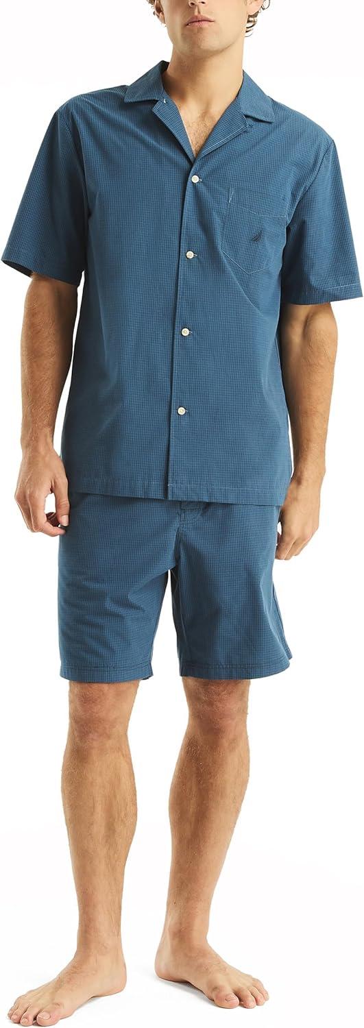 imageNautica Mens Nautica Sustainably Crafted Plaid Camp Sleep ShirtEnsign Blue
