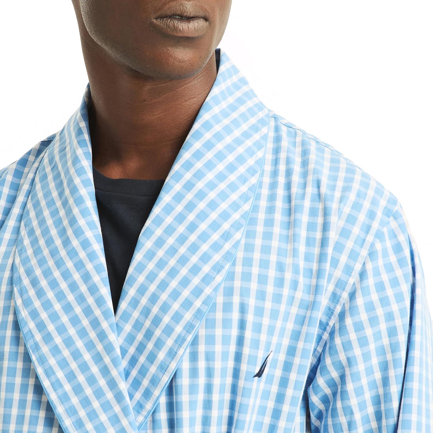 imageNautica Mens Nautica Sustainably Crafted Plaid RobeBlue Yonder