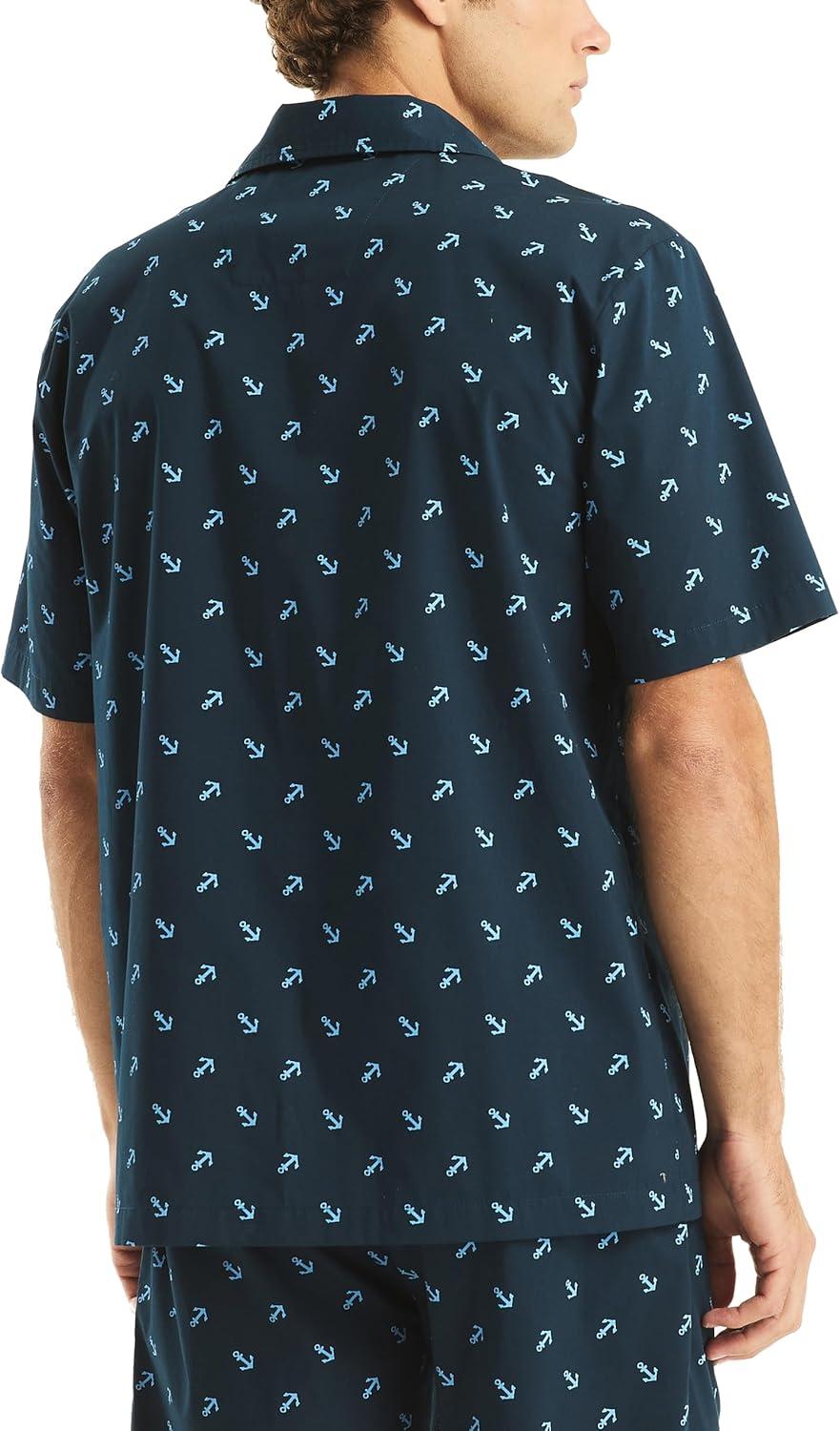 imageNautica Mens Nautica Sustainably Crafted Printed Camp Sleep ShirtMaritime Navy