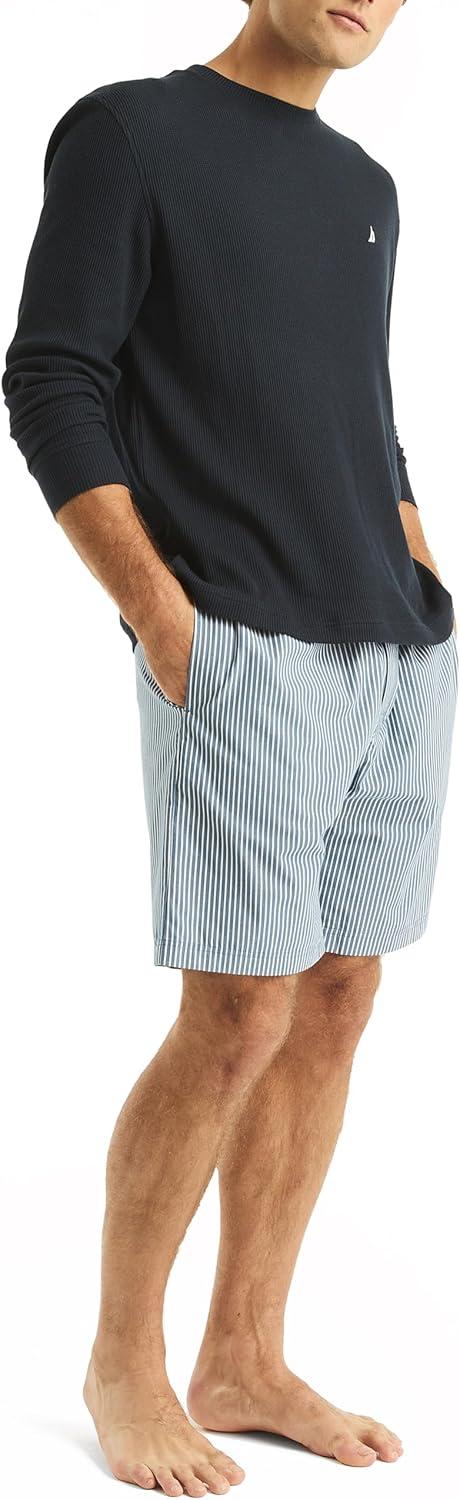 imageNautica Mens Nautica Sustainably Crafted Striped Poplin Sleep ShortEnsign Blue