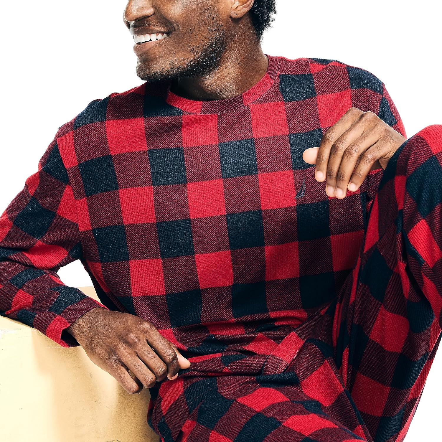 imageNautica Mens Nautica Waffle Buffalo Plaid Pajama Pant SetNautica Red
