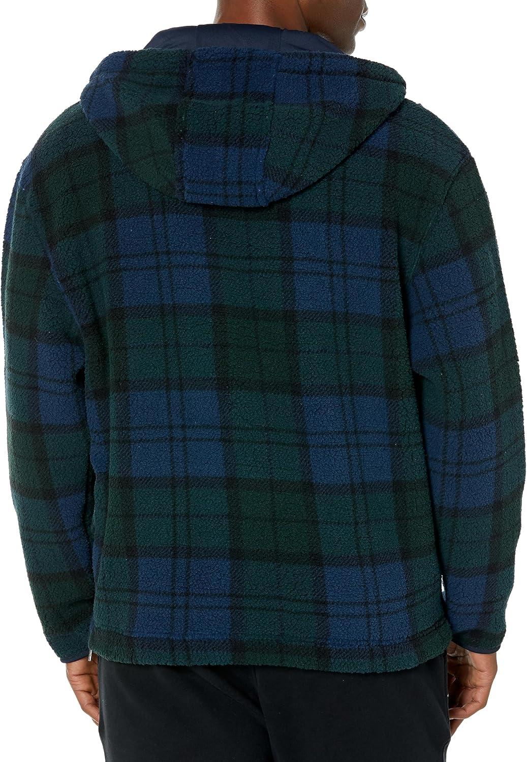 imageNautica Mens Printed Faux Shearling Quarterzip HoodieBayou Green