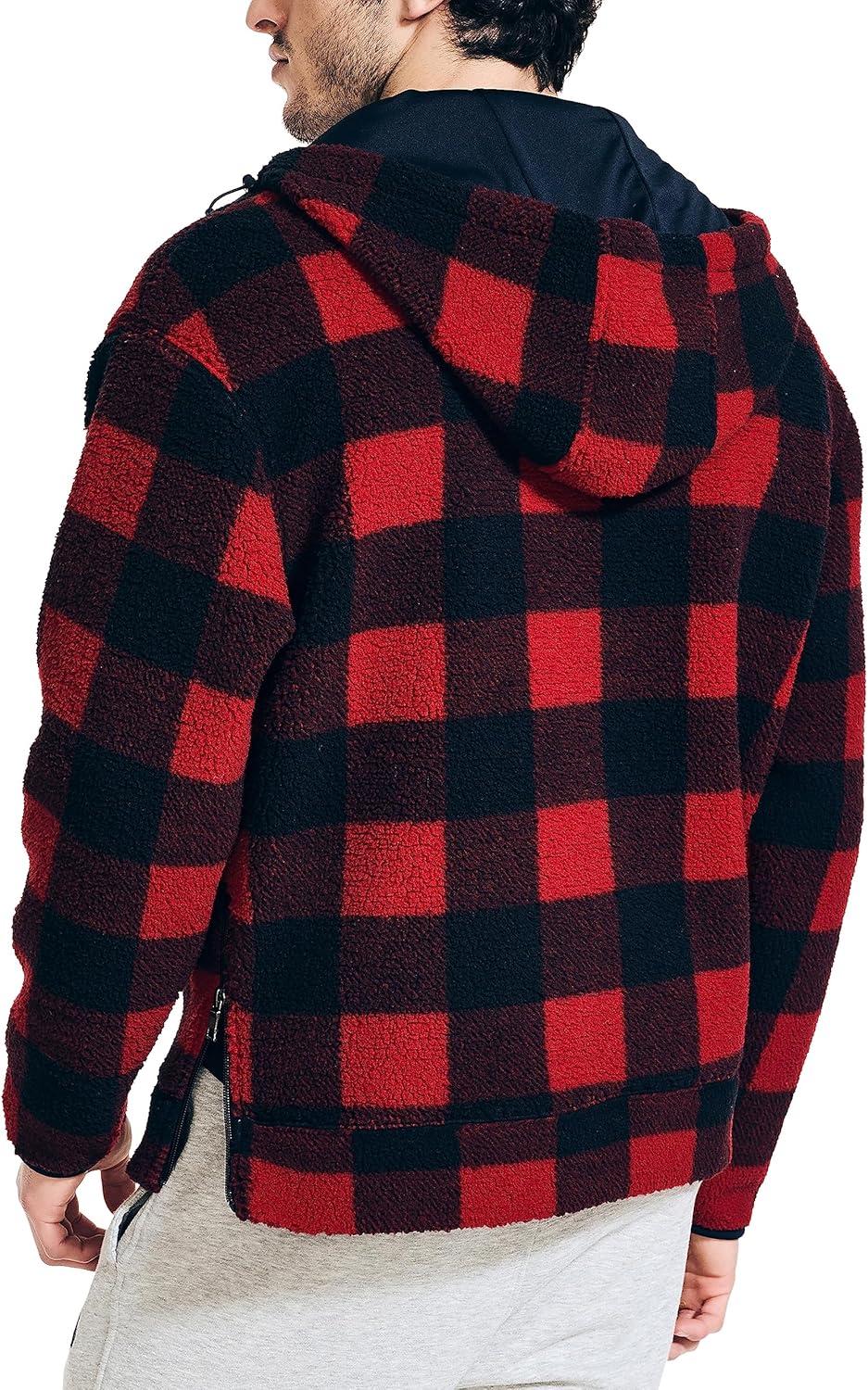 imageNautica Mens Printed Faux Shearling Quarterzip HoodieNautica Red