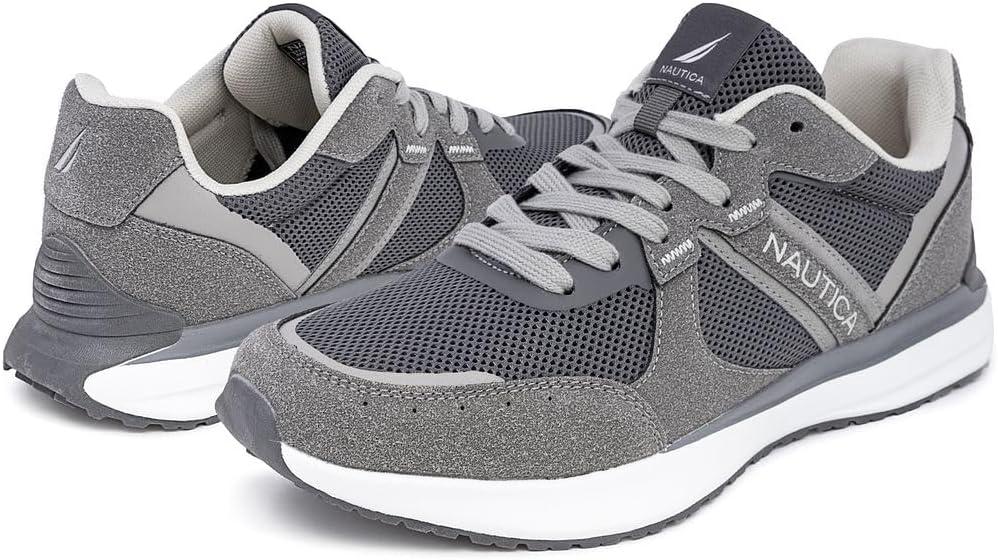 imageNautica Mens Running Sneakers Sport Fashion LaceUp Athletic Soft Shoes for Gym Tennis Men Cushioned Breathable Lightweight amp ComfortableCharcoal Grey