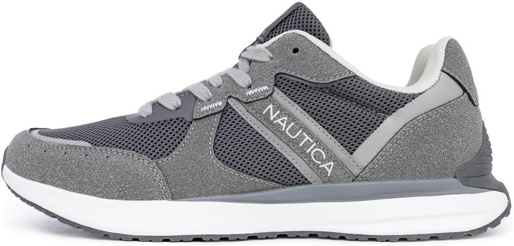 imageNautica Mens Running Sneakers Sport Fashion LaceUp Athletic Soft Shoes for Gym Tennis Men Cushioned Breathable Lightweight amp ComfortableCharcoal Grey