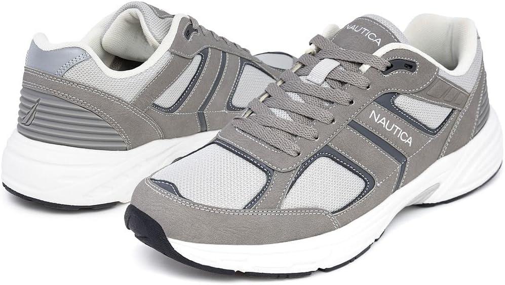 imageNautica Mens Running Sneakers Sport Fashion LaceUp Athletic Soft Shoes for Gym Tennis Men Cushioned Breathable Lightweight amp ComfortableGrey Tonalresh