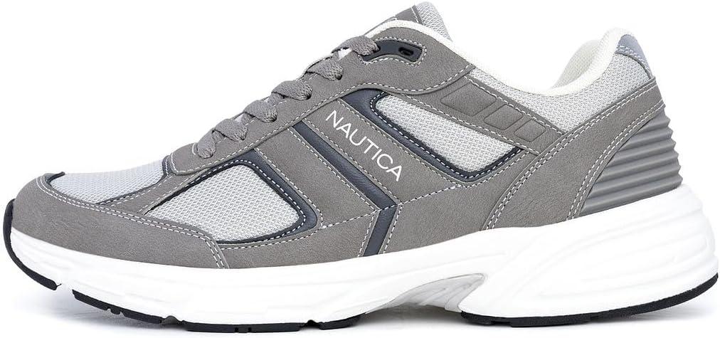 imageNautica Mens Running Sneakers Sport Fashion LaceUp Athletic Soft Shoes for Gym Tennis Men Cushioned Breathable Lightweight amp ComfortableGrey Tonalresh
