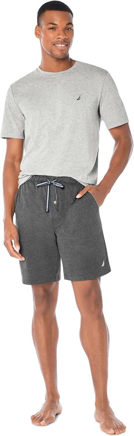 imageNautica Mens Soft Knit Elastic Waistband Sleep Lounge ShortCharcoal Heather