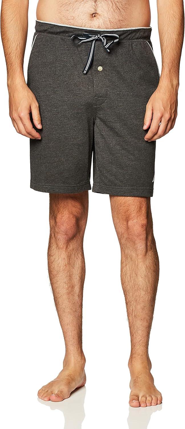 imageNautica Mens Soft Knit Elastic Waistband Sleep Lounge ShortCharcoal Heather